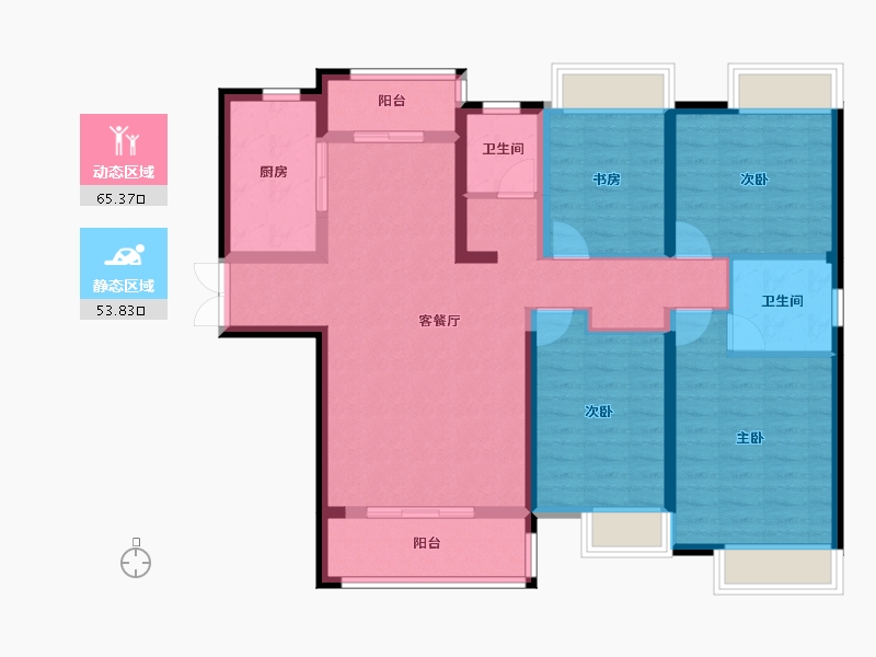 湖北省-武汉市-中建御景星城-106.06-户型库-动静分区