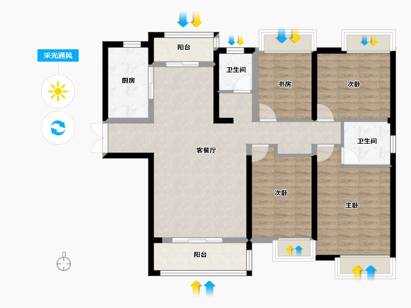 湖北省-武汉市-中建御景星城-106.06-户型库-采光通风