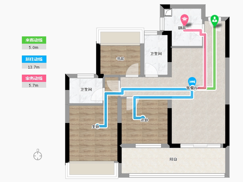 浙江省-绍兴市-金樾玖著-71.20-户型库-动静线