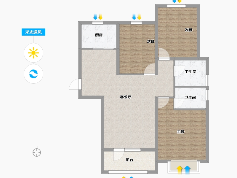 河北省-石家庄市-五合锦江府-102.70-户型库-采光通风