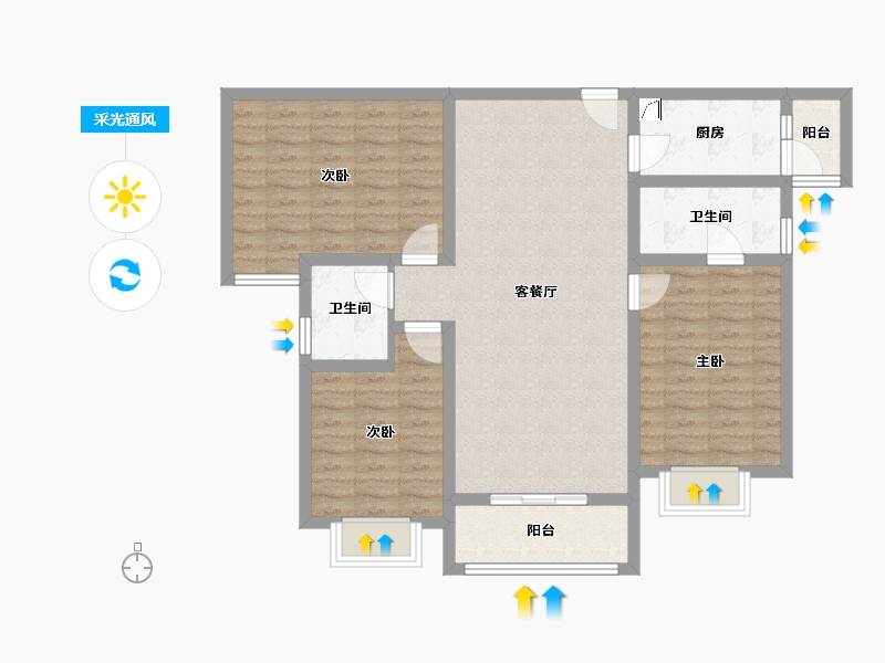 陕西省-西安市-隆源国际城·悦启-94.23-户型库-采光通风