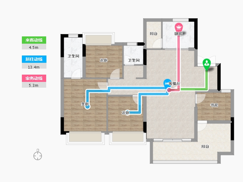 湖南省-长沙市-金科美苑-108.37-户型库-动静线