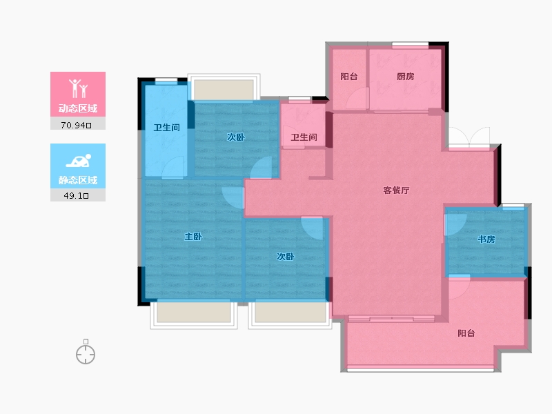 湖南省-长沙市-金科美苑-108.37-户型库-动静分区