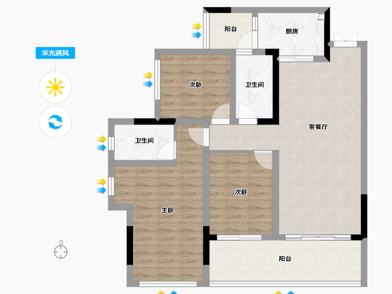 重庆-重庆市-蓝光悦江府-97.39-户型库-采光通风