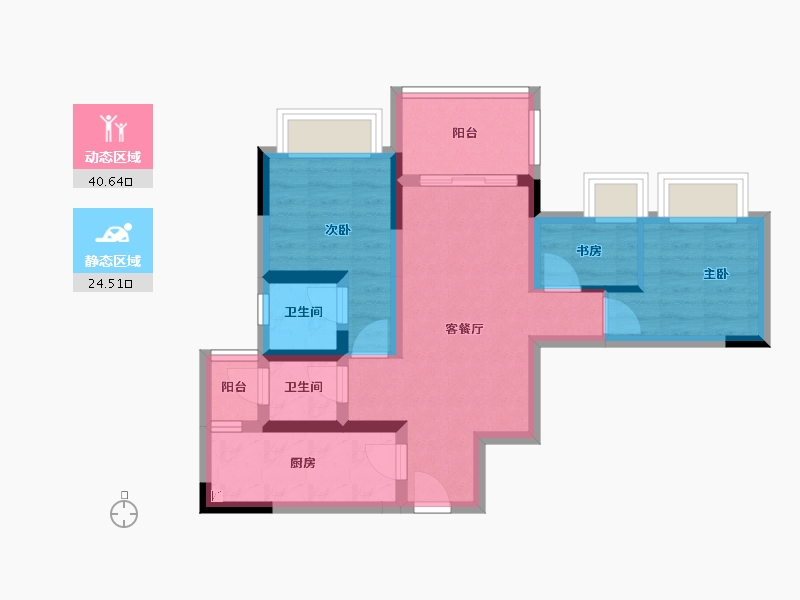 重庆-重庆市-融创云湖十里-55.64-户型库-动静分区