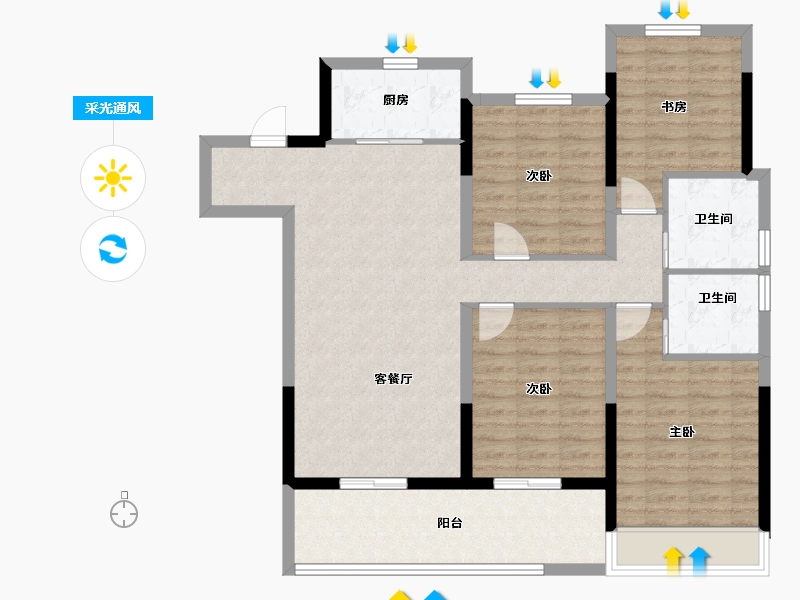 浙江省-台州市-金地翡翠云邸-104.01-户型库-采光通风