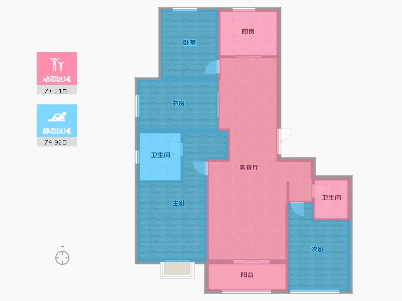 山西省-太原市-融创中心-133.90-户型库-动静分区