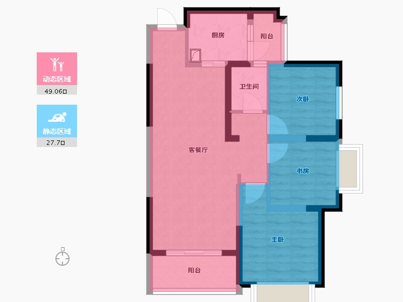 陕西省-西安市-隆源国际城·悦启-67.37-户型库-动静分区