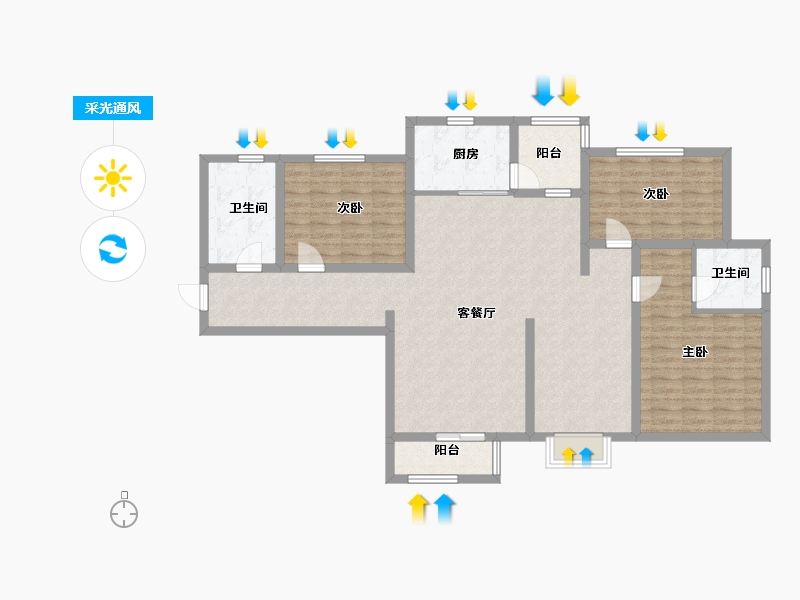 河北省-石家庄市-雅都园-120.99-户型库-采光通风