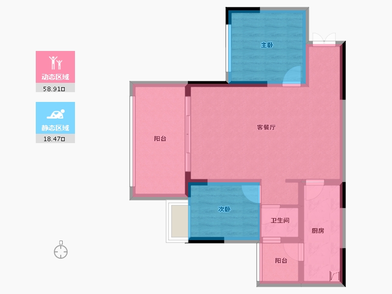 重庆-重庆市-蓝光悦江府-68.68-户型库-动静分区