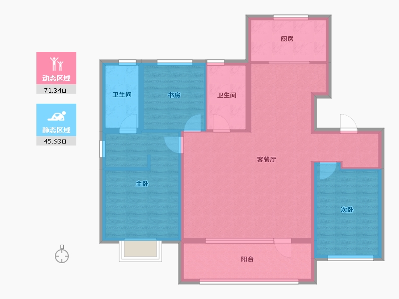 山东省-青岛市-融创影都壹號朗悦-105.00-户型库-动静分区