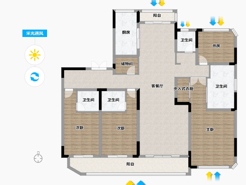 浙江省-绍兴市-金昌烟波飞鹭-194.89-户型库-采光通风