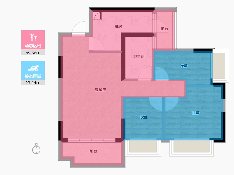 重庆-重庆市-恒大云湖上郡-60.40-户型库-动静分区