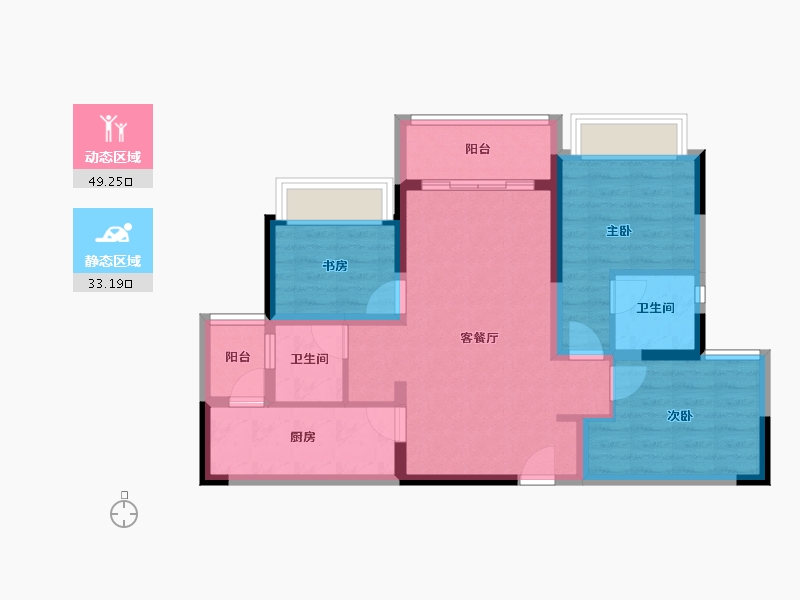 重庆-重庆市-蓝光悦江府-72.57-户型库-动静分区