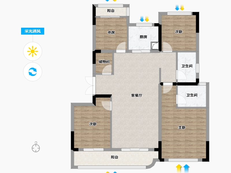 浙江省-绍兴市-金昌烟波飞鹭-109.37-户型库-采光通风