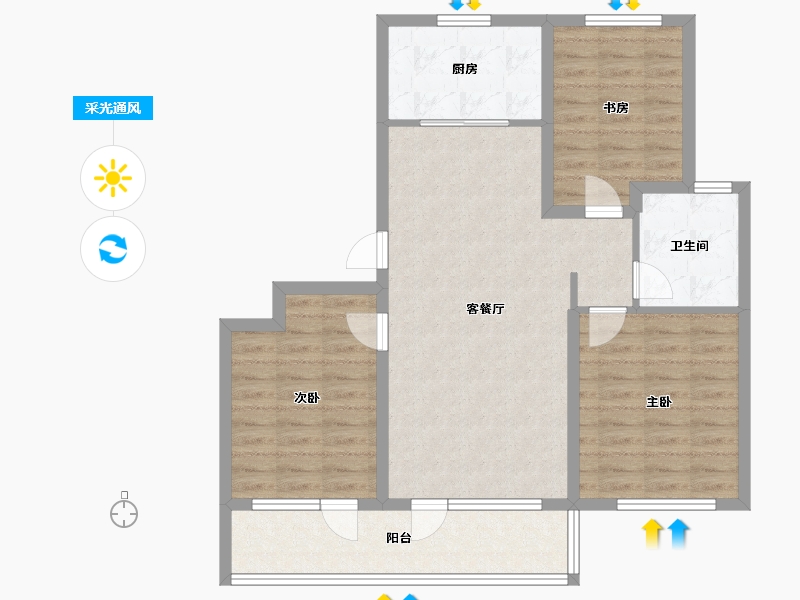 山东省-青岛市-融创影都壹號朗悦-88.00-户型库-采光通风