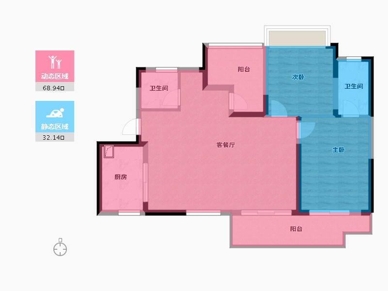 湖南省-长沙市-金科美苑-91.20-户型库-动静分区