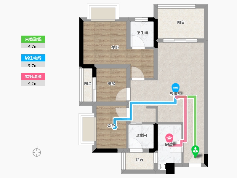 重庆-重庆市-融创云湖十里-58.81-户型库-动静线