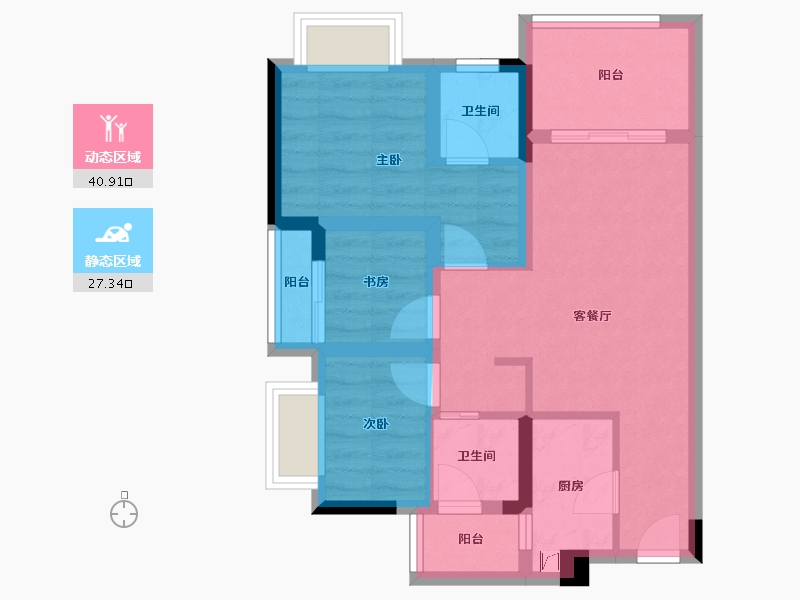 重庆-重庆市-融创云湖十里-58.81-户型库-动静分区