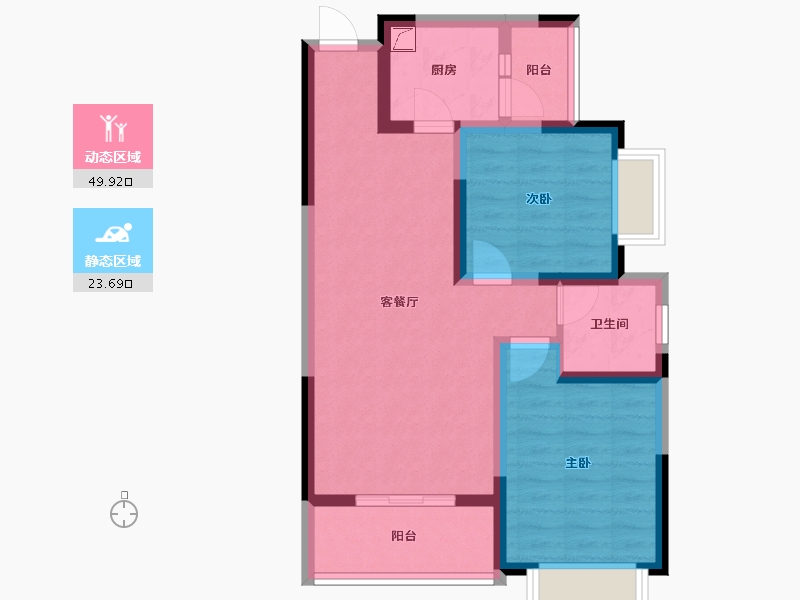 陕西省-西安市-隆源国际城·悦启-64.40-户型库-动静分区