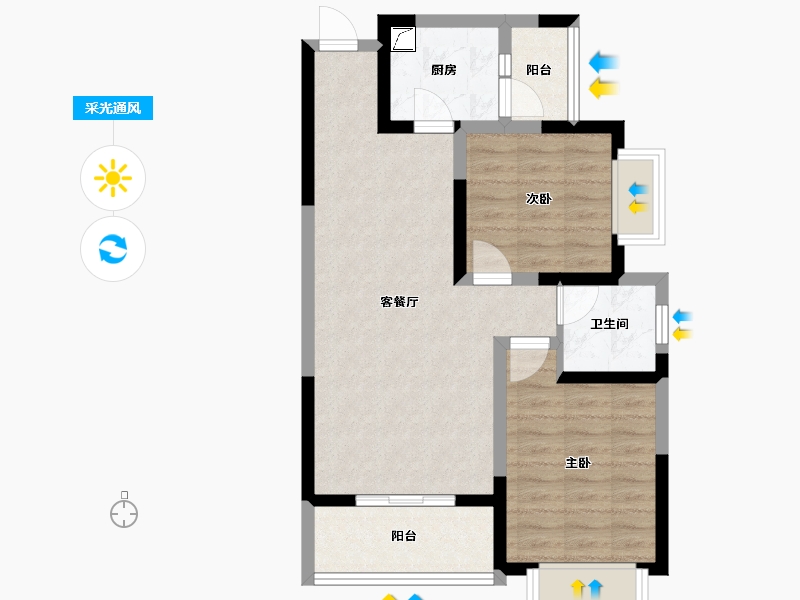 陕西省-西安市-隆源国际城·悦启-64.40-户型库-采光通风