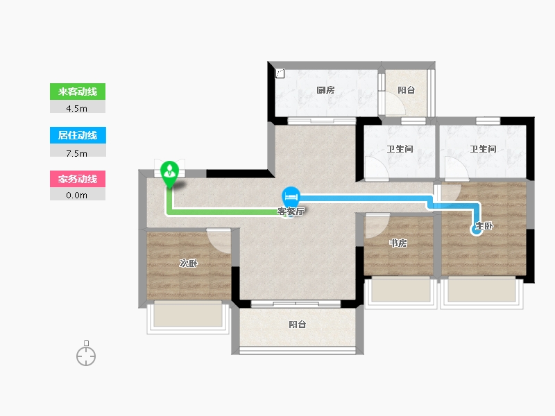 重庆-重庆市-荣盛鹿山府-68.43-户型库-动静线