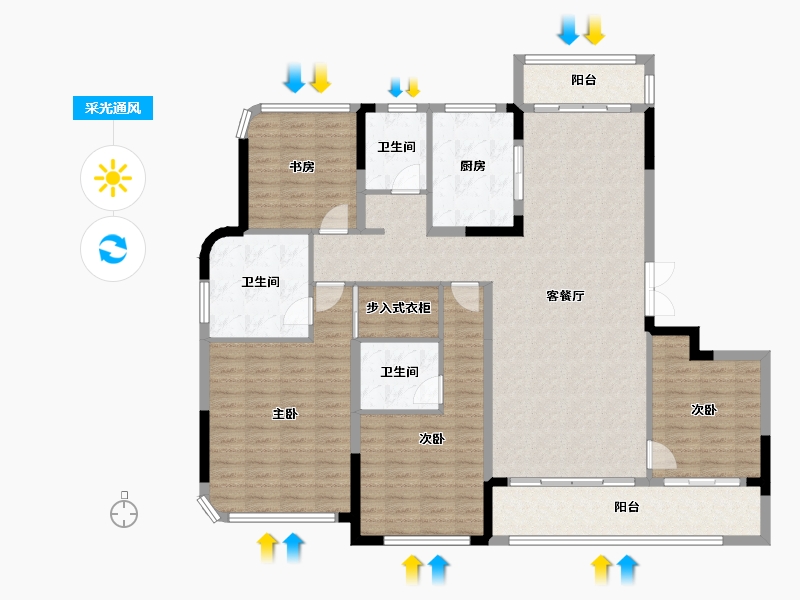 浙江省-绍兴市-金昌烟波飞鹭-149.41-户型库-采光通风