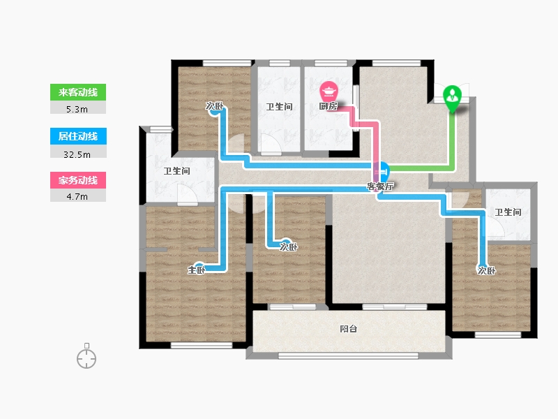 陕西省-咸阳市-中天诚品-126.79-户型库-动静线