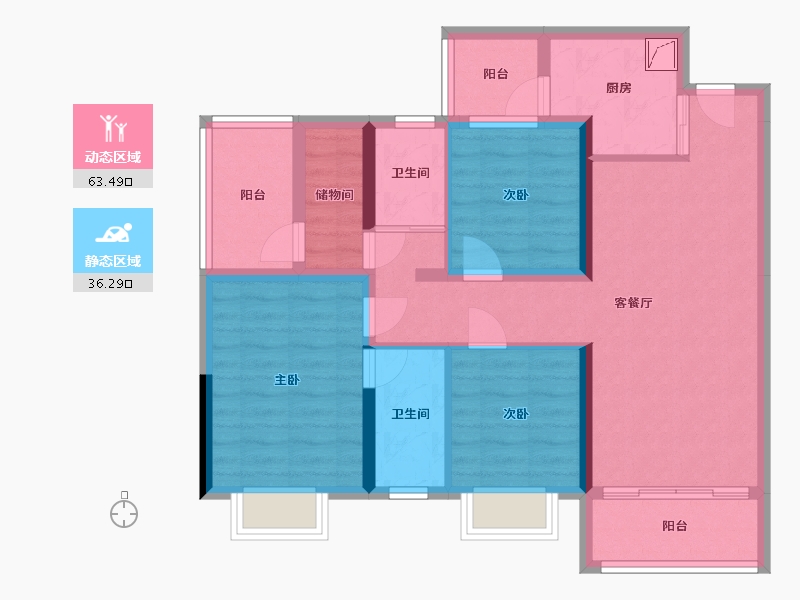 广西壮族自治区-崇左市-崇左碧桂园天誉-92.57-户型库-动静分区