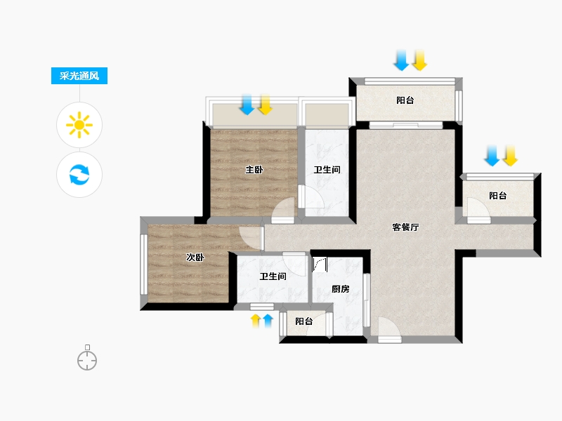 广东省-深圳市-佳兆业未来花园-70.63-户型库-采光通风