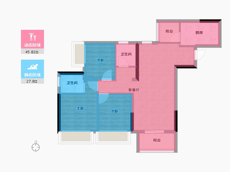 重庆-重庆市-中国摩-64.64-户型库-动静分区