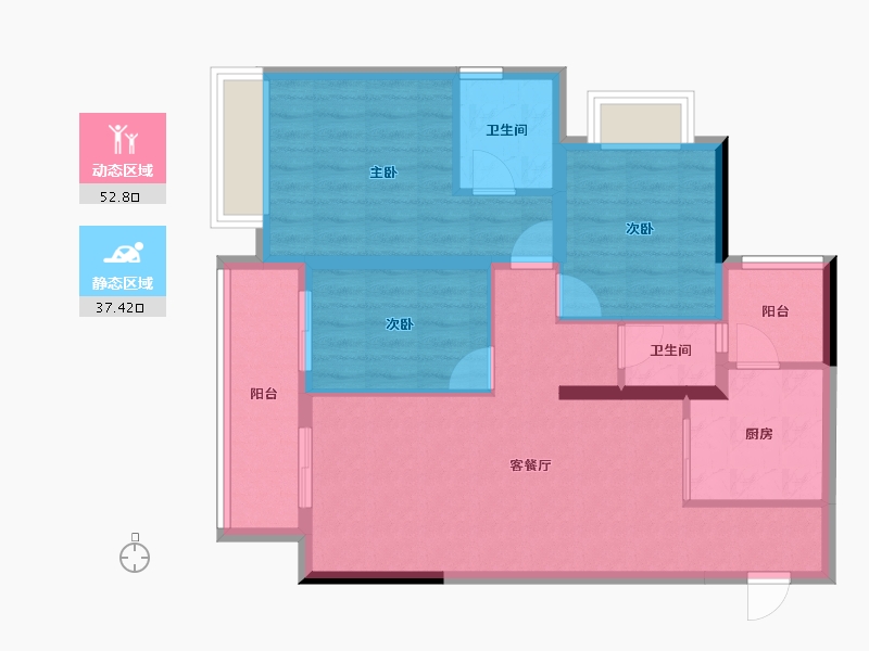 重庆-重庆市-中交中央公园-80.43-户型库-动静分区