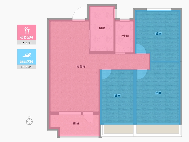 山东省-潍坊市-海通学府新苑-89.60-户型库-动静分区