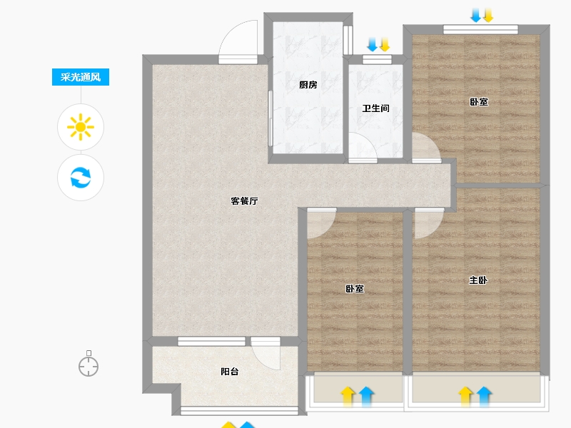 山东省-潍坊市-海通学府新苑-89.60-户型库-采光通风