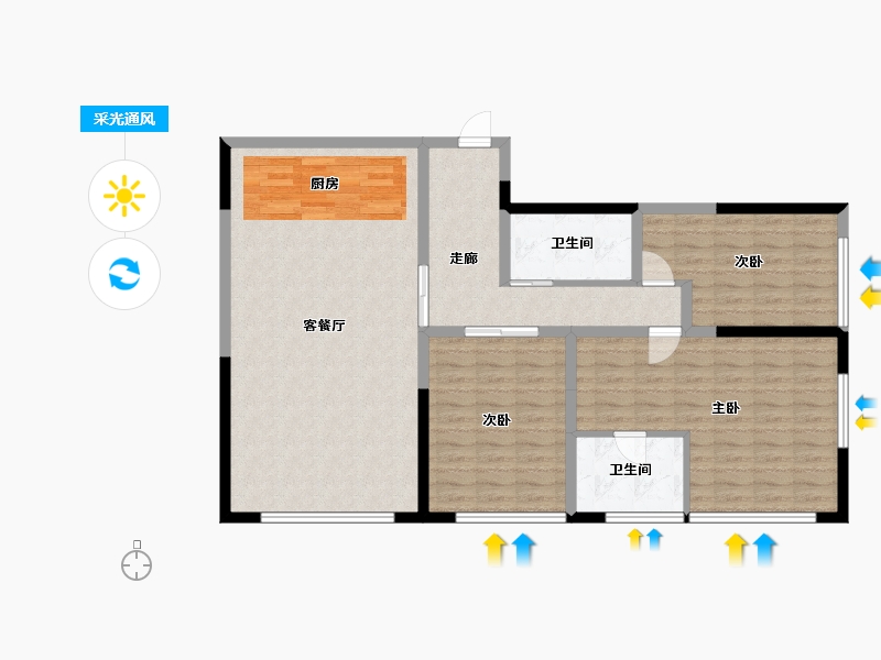 陕西省-西安市-水半湾·空中花园-111.47-户型库-采光通风