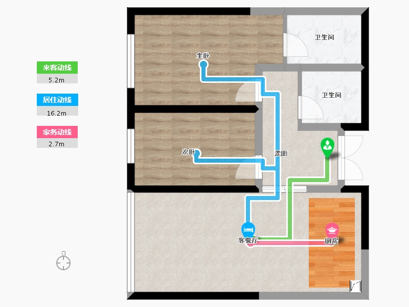 陕西省-西安市-水半湾·空中花园-65.83-户型库-动静线