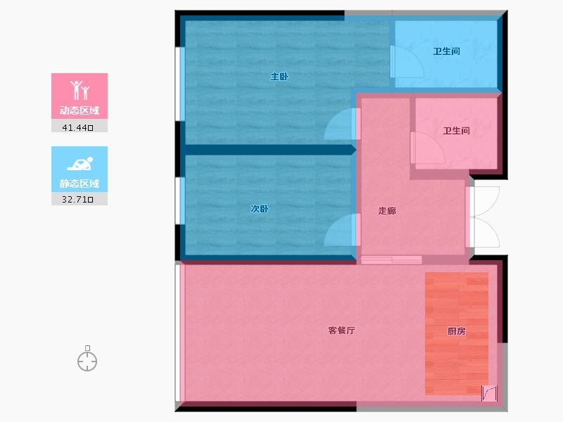 陕西省-西安市-水半湾·空中花园-65.83-户型库-动静分区