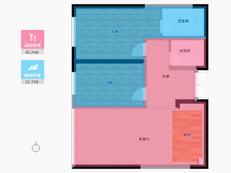 陕西省-西安市-水半湾·空中花园-66.27-户型库-动静分区