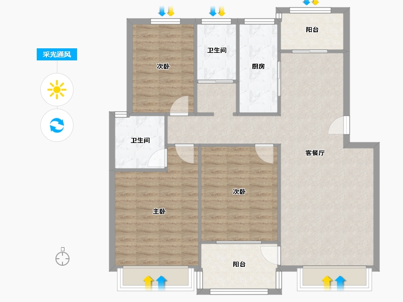 河南省-郑州市-绿都澜湾-99.00-户型库-采光通风