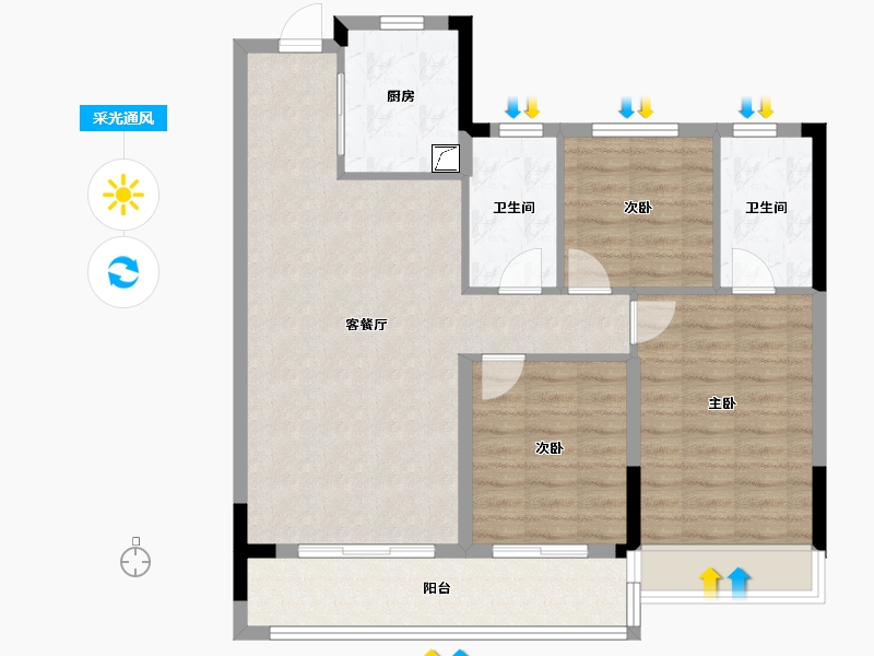 浙江省-绍兴市-和樾府-89.60-户型库-采光通风