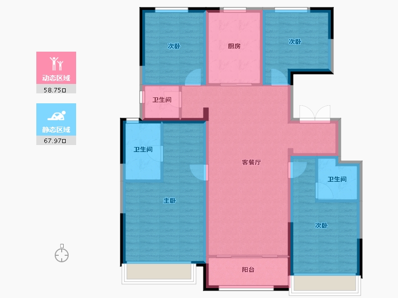 河北省-石家庄市-金辉长安云筑-113.60-户型库-动静分区