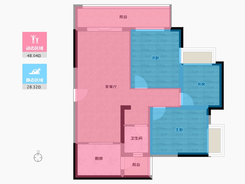 重庆-重庆市-珠江城-67.42-户型库-动静分区