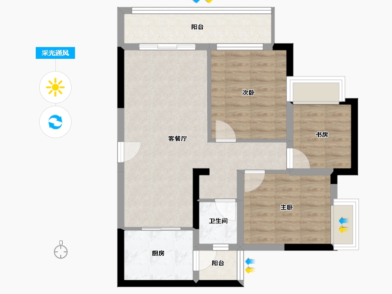 重庆-重庆市-珠江城-67.42-户型库-采光通风