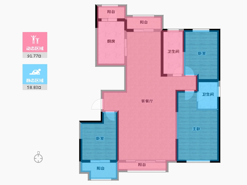 山东省-潍坊市-中冶潍坊公馆-135.20-户型库-动静分区