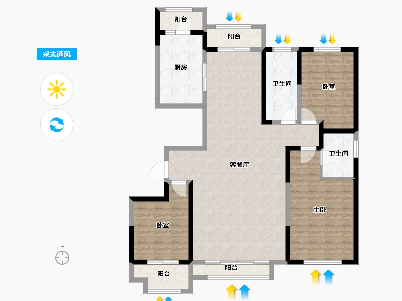 山东省-潍坊市-中冶潍坊公馆-135.20-户型库-采光通风