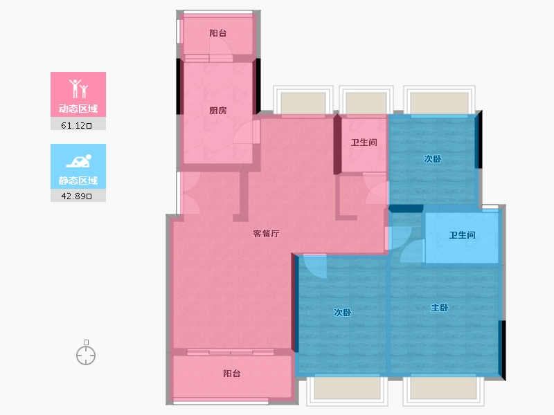 重庆-重庆市-重庆市重庆桂语九里-110.00-户型库-动静分区