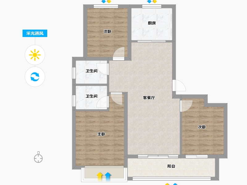 江苏省-常州市-三江花园-110.00-户型库-采光通风