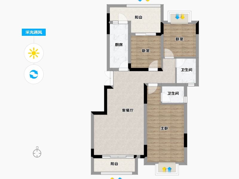 重庆-重庆市-万腾御景城-87.58-户型库-采光通风