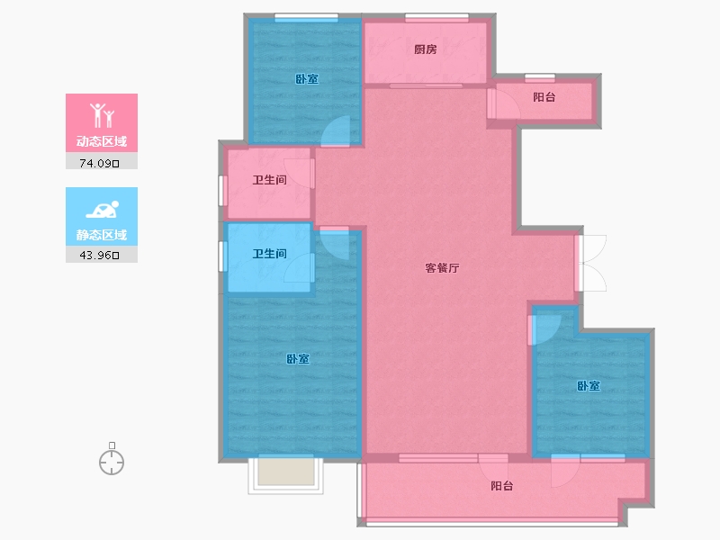 山东省-潍坊市-恒信阳光假日-106.35-户型库-动静分区