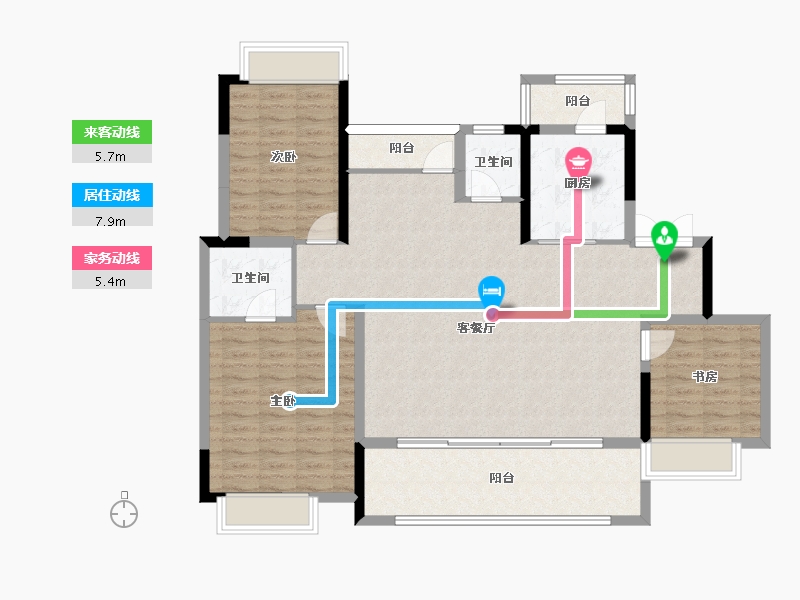 湖南省-长沙市-金科美苑-118.64-户型库-动静线